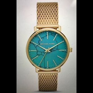 Michael Kors Gold-Tone Mesh and Turquoise watch